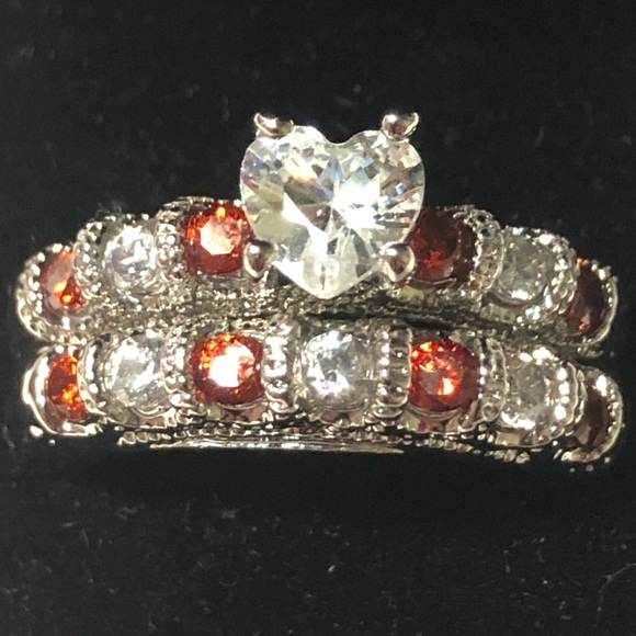 Jewelry - Heart shaped cz engagement wedding band rings